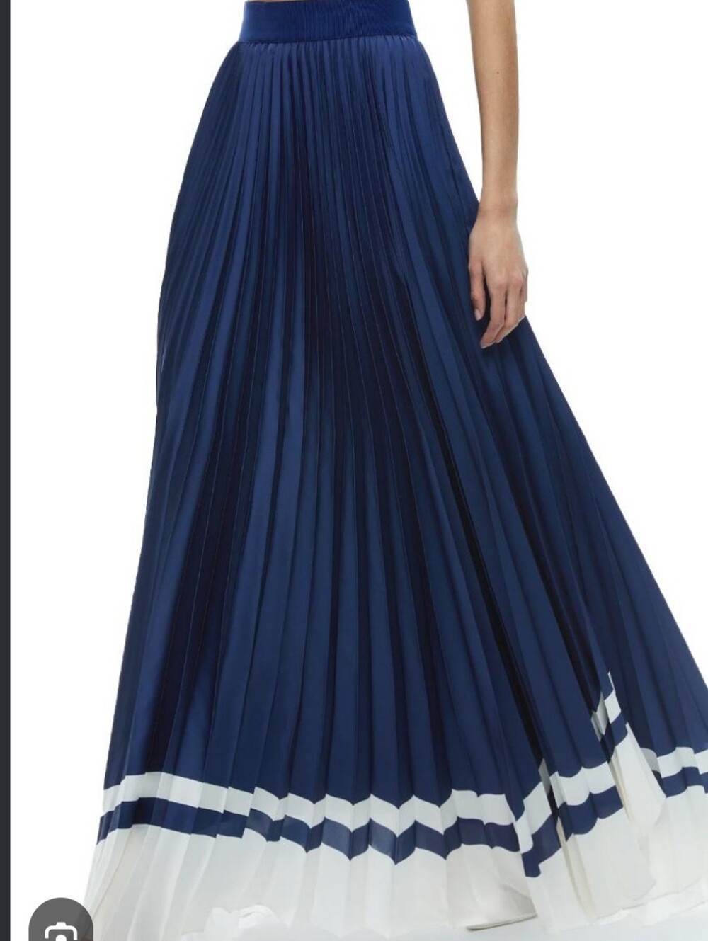 Pleated Navy Maxi Skirt.